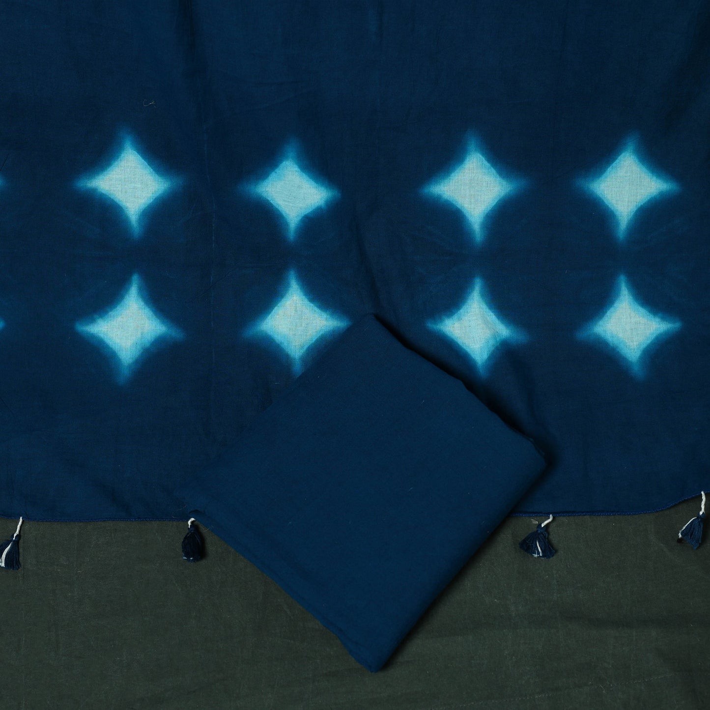 Kutch hand embroidered mirror work clamp dyed cotton