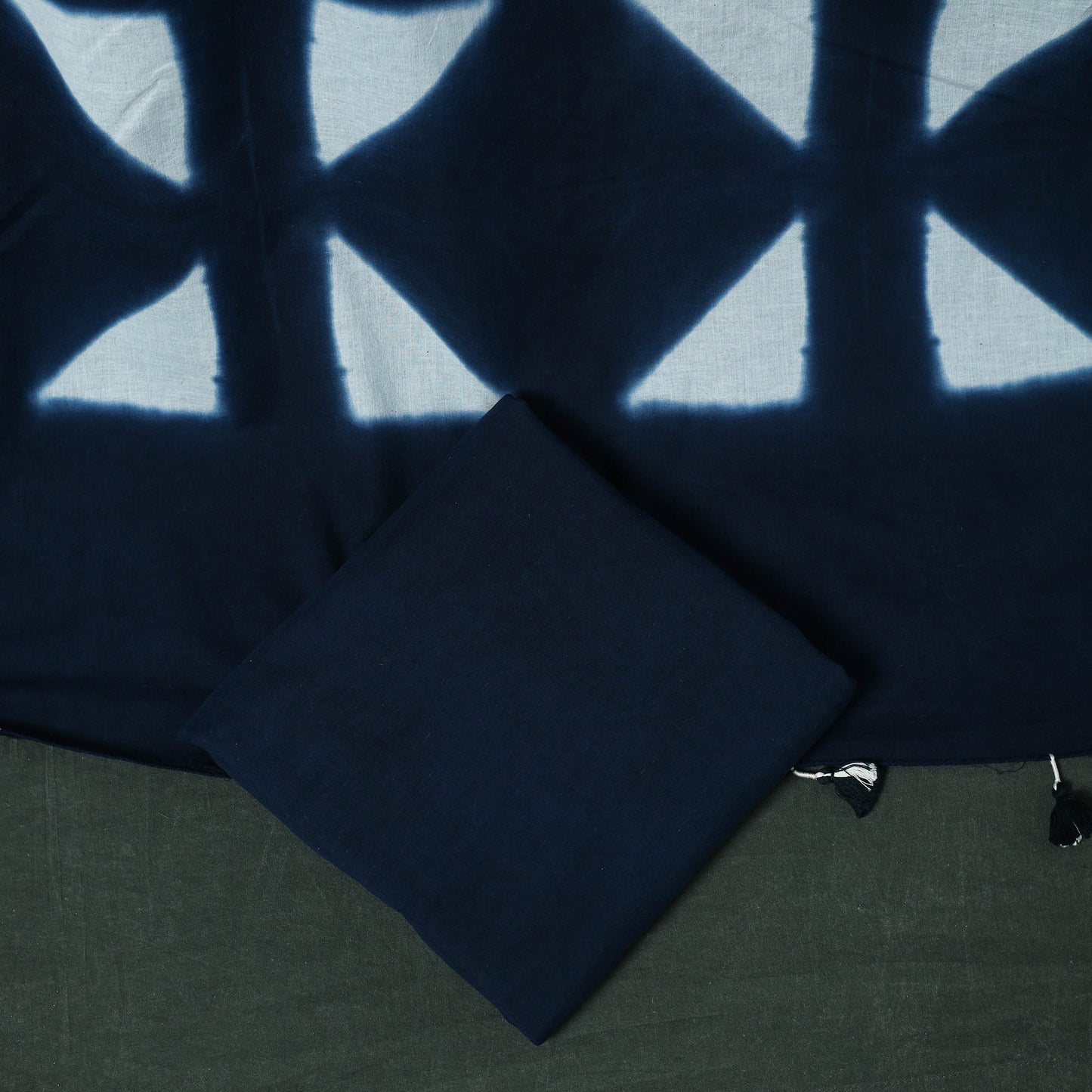 Kutch hand embroidered mirror work clamp dyed cotton