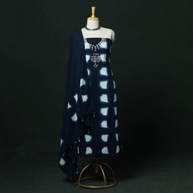 Kutch hand embroidered mirror work clamp dyed cotton