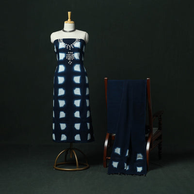 Kutch hand embroidered mirror work clamp dyed cotton