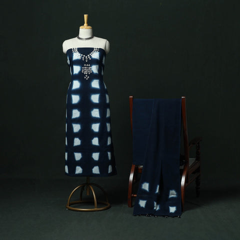 Kutch hand embroidered mirror work clamp dyed cotton