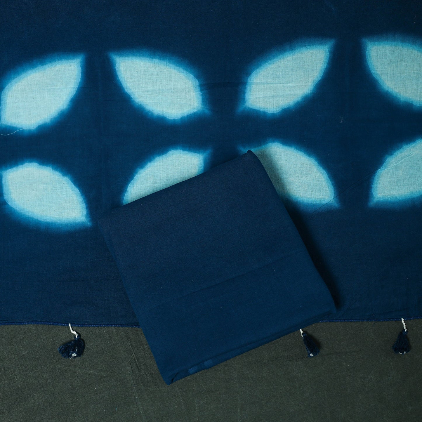 Kutch hand embroidered mirror work clamp dyed cotton