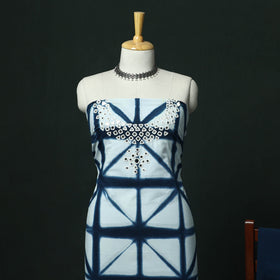 Kutch hand embroidered mirror work clamp dyed cotton