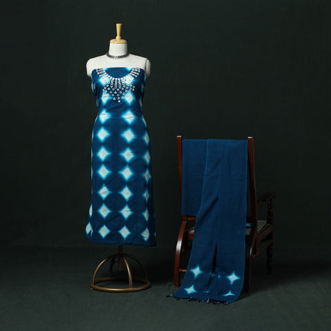 Kutch hand embroidered mirror work clamp dyed cotton