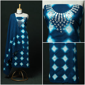 Kutch hand embroidered mirror work clamp dyed cotton