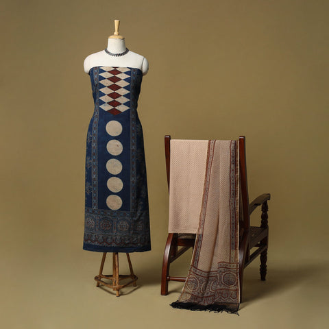 Kutch hand natural dyed 3pc unstitched dress material 01