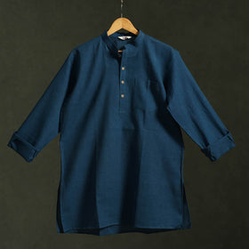 Blue - kutch handloom organic kala cotton short kurta