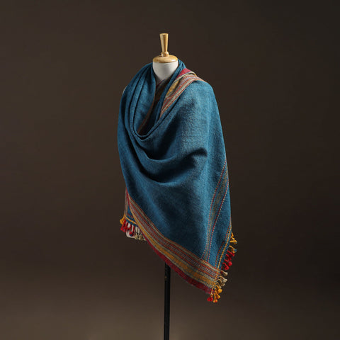 Blue - kutch handspun handwoven desi wool shawl 19