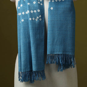 Kutch handwoven bagida merino wool tie-dye bandhani stole