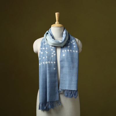 Kutch handwoven bagida merino wool tie-dye bandhani stole