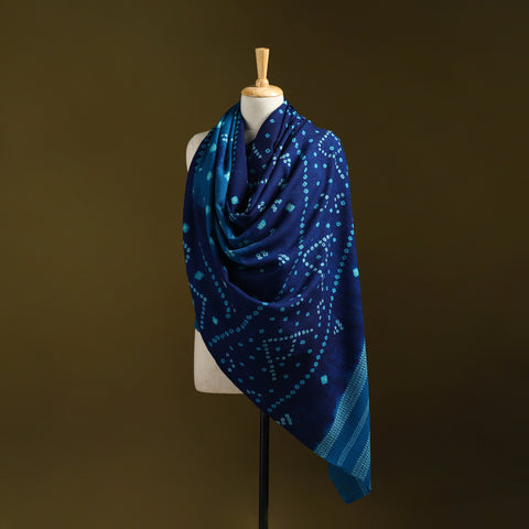 Kutch handwoven bandhani merino wool shawl 21 - handcrafted