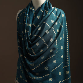 Kutch handwoven bandhani woolen shawl 70 - handcrafted