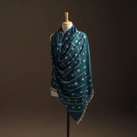 Kutch handwoven bandhani woolen shawl 70 - handcrafted