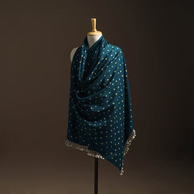 Kutch handwoven bandhani woolen shawl 74 - handcrafted