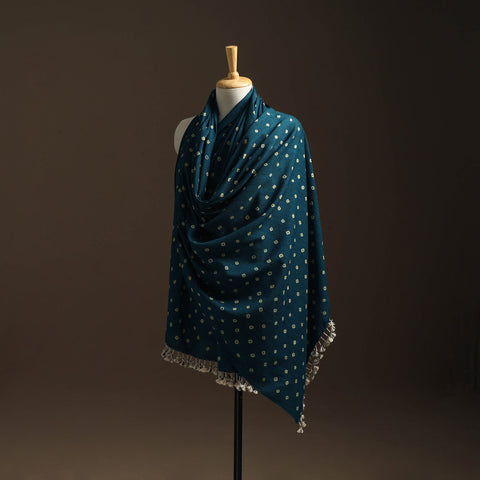 Kutch handwoven bandhani woolen shawl 74 - handcrafted