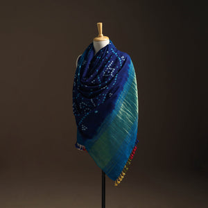 Kutch handwoven bandhani woolen shawl with zari border 58