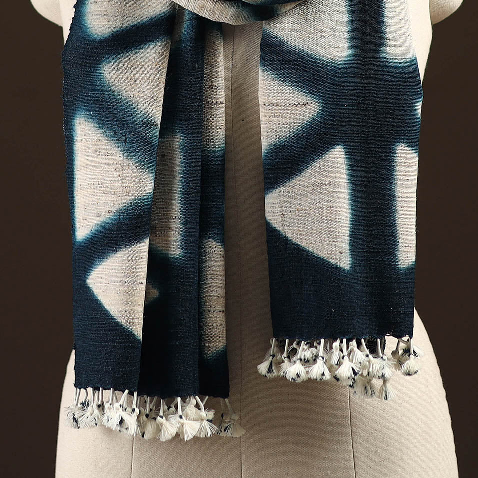 Kutch handwoven clamp dyed merino wool x katia silk shibori