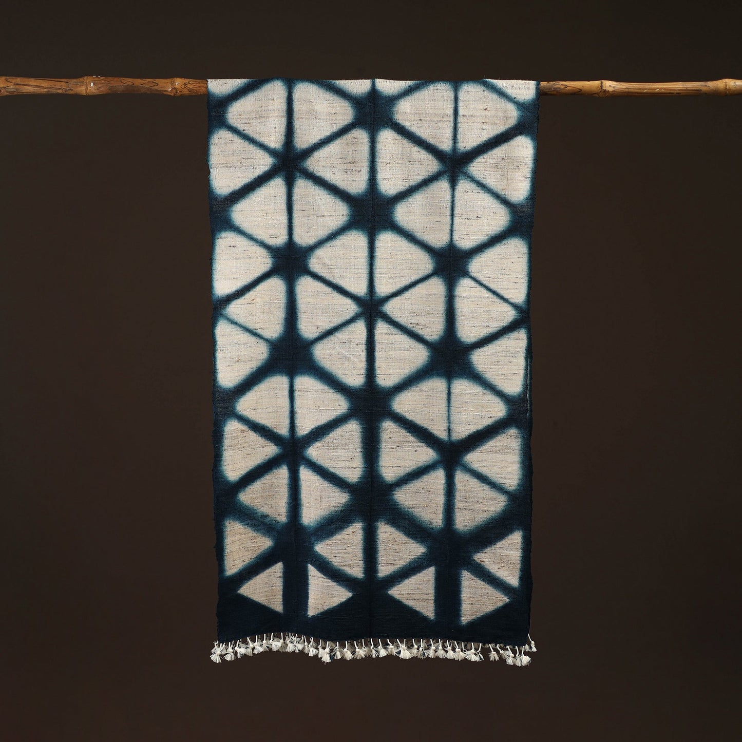 Kutch handwoven clamp dyed merino wool x katia silk shibori