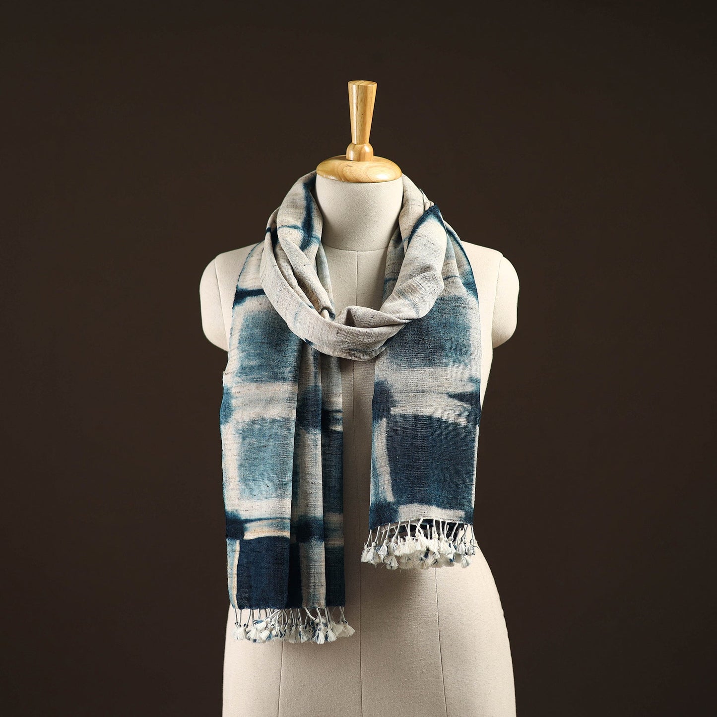 Kutch handwoven clamp dyed merino wool x katia silk shibori