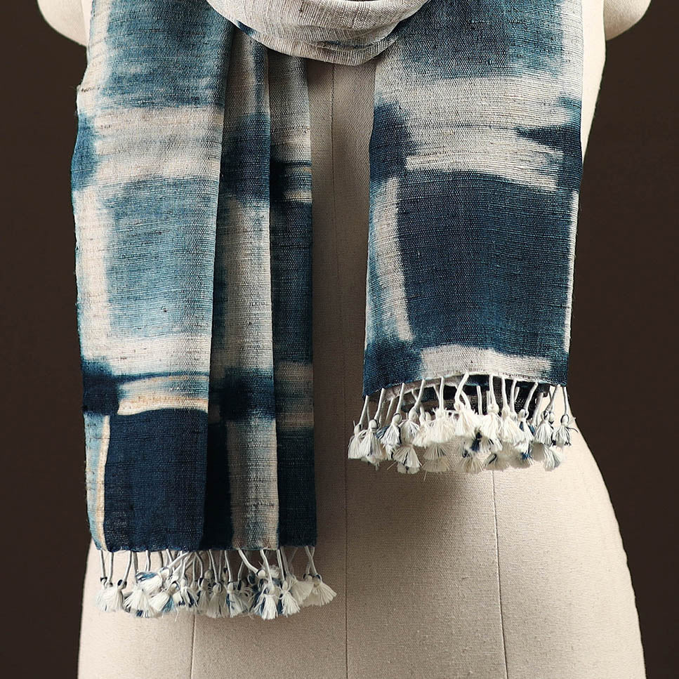 Kutch handwoven clamp dyed merino wool x katia silk shibori