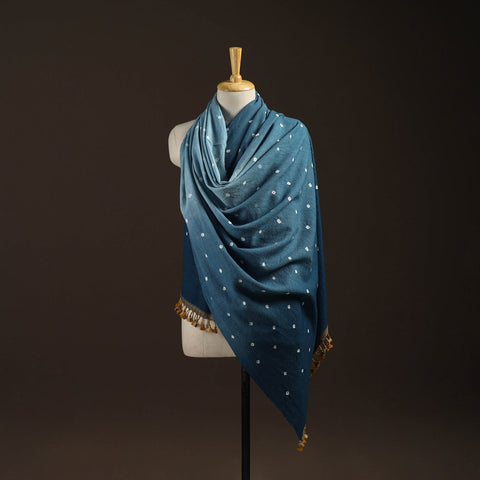 Kutch handwoven merino wool bandhani tie-dye shawl 135