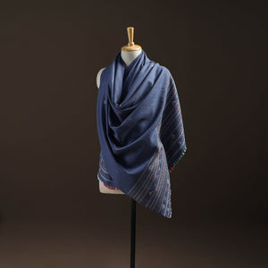 Blue - kutch handwoven merino wool dhabla shawl 29