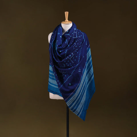 Kutch handwoven merino wool tie-dye bandhani shawl 07