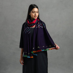  Blue Kutch Handwoven Merino Wool Bandhani Stole 