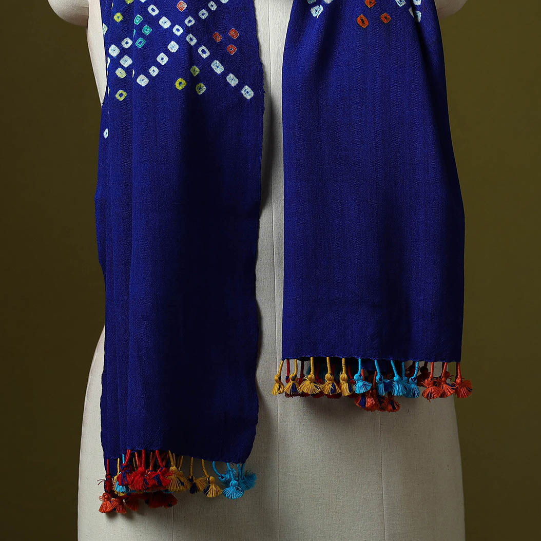 Kutch handwoven merino wool tie-dye bandhani stole 21