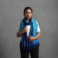 Blue - kutch handwoven woolen shibori & bandhani stole 32