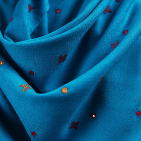 Blue - kutch bhujodi handwoven mirror work acrylic wool