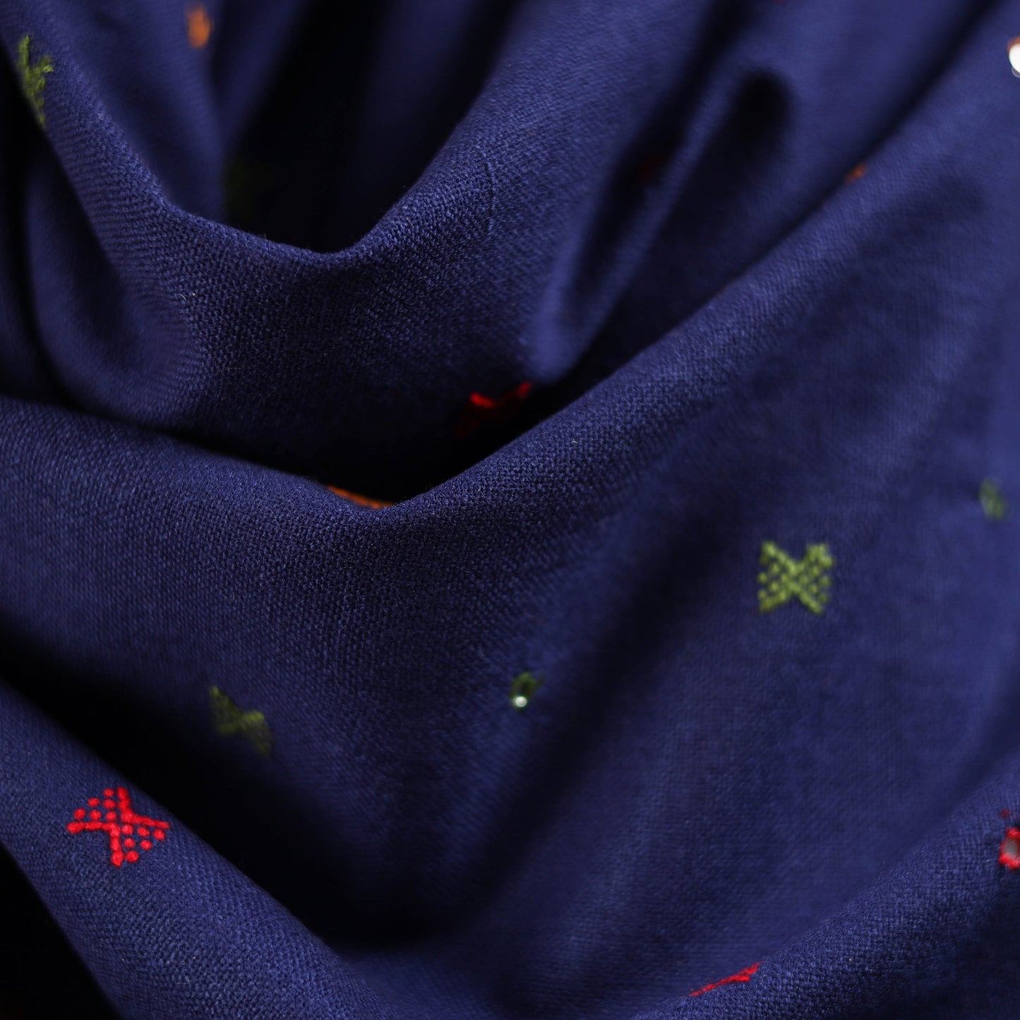 Blue - kutch bhujodi handwoven mirror work acrylic wool