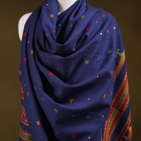 Blue - kutch bhujodi handwoven mirror work acrylic wool