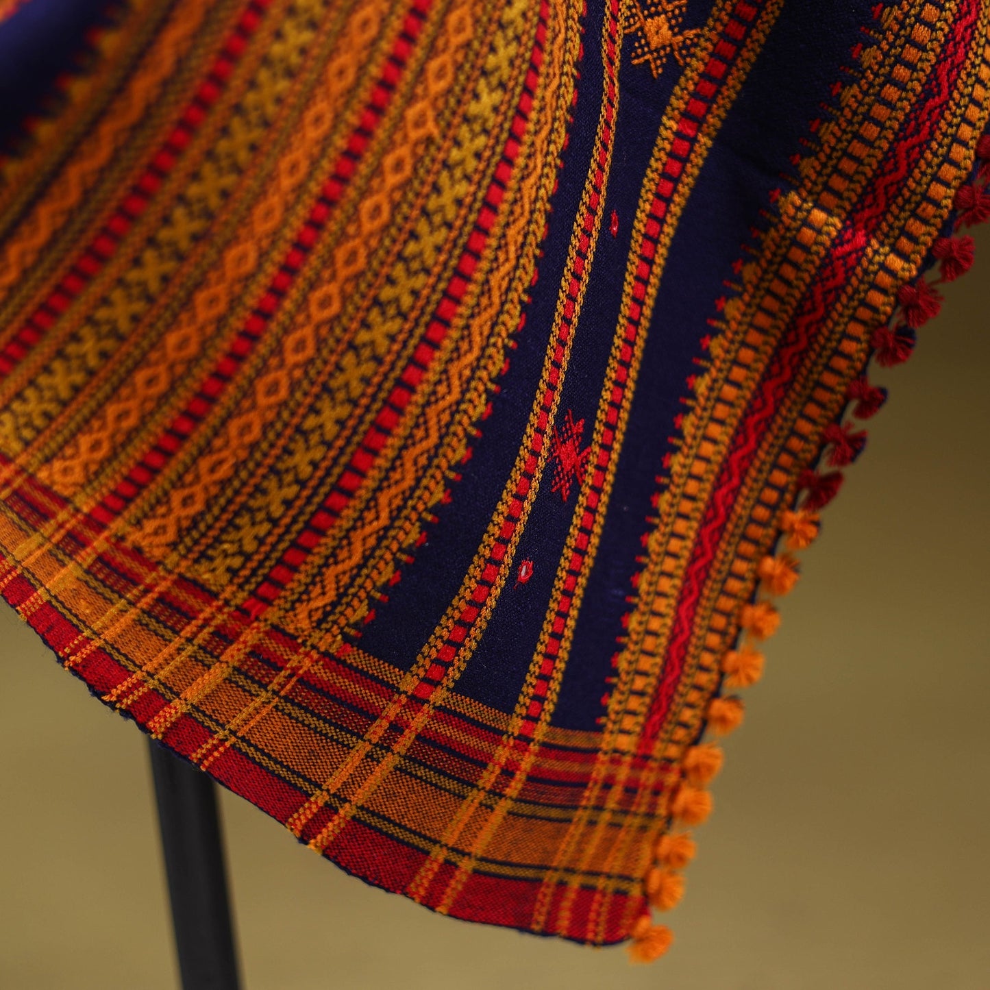 Blue - kutch bhujodi handwoven mirror work acrylic wool