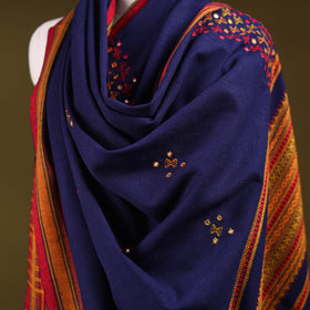 Blue - kutch bhujodi handwoven mirror work acrylic wool