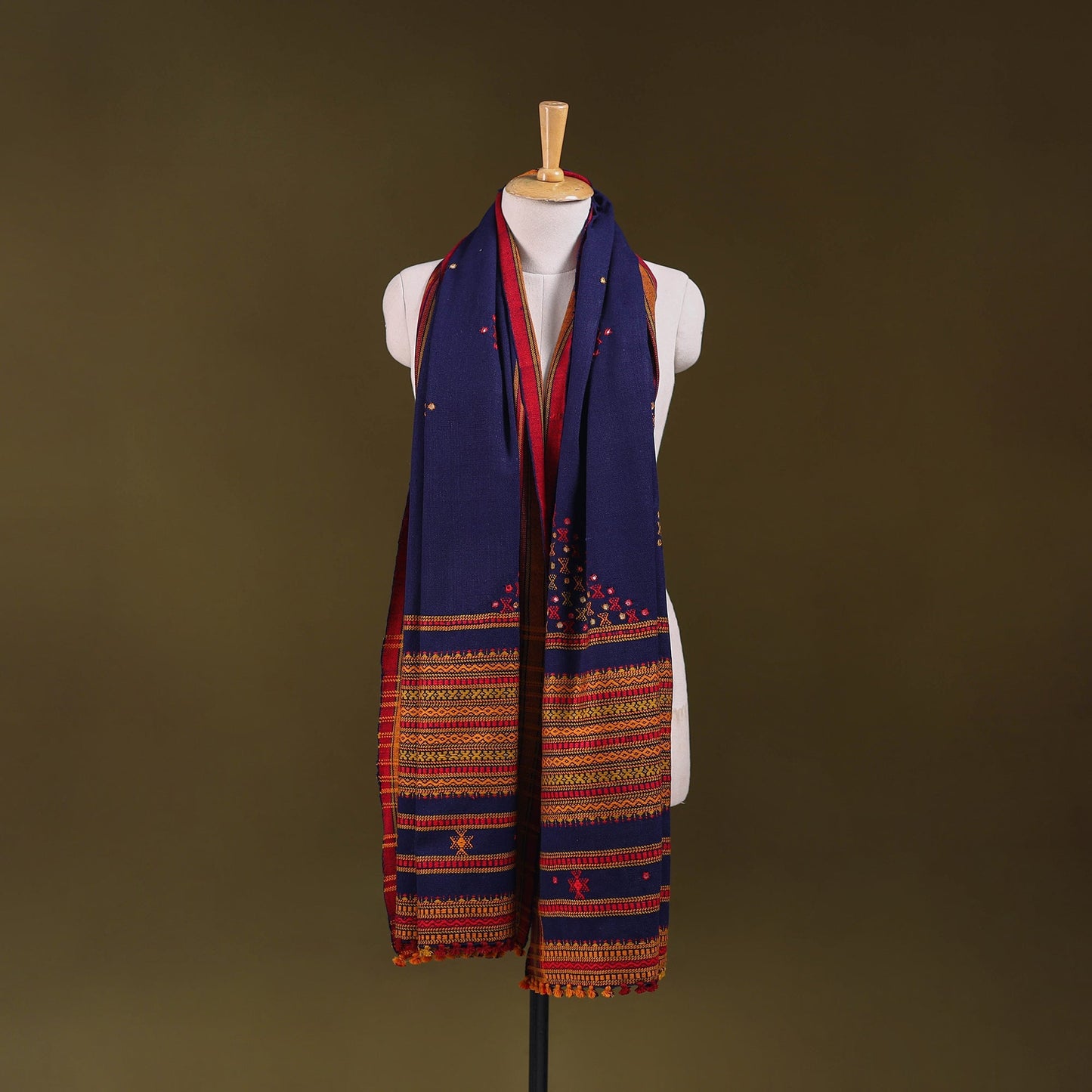 Blue - kutch bhujodi handwoven mirror work acrylic wool