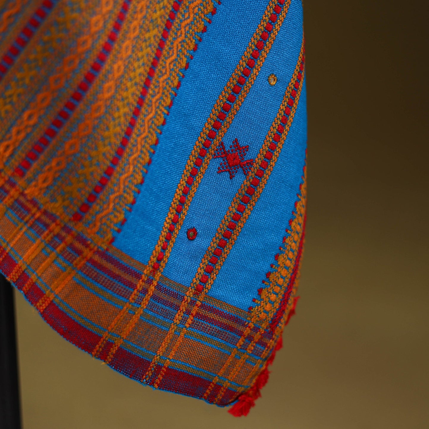 Blue - kutch bhujodi handwoven mirror work acrylic wool