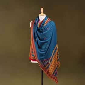 Blue - kutch bhujodi handwoven mirror work acrylic wool