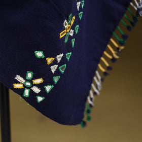 Blue - kutch handwoven mirror work acrylic wool shawl 127