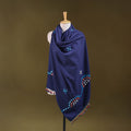 Blue - kutch handwoven mirror work acrylic wool shawl 128