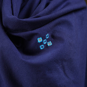 Blue - kutch handwoven mirror work acrylic wool shawl 128