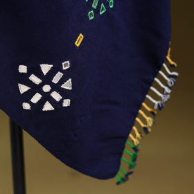 Blue - kutch handwoven mirror work acrylic wool shawl 129