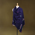 Blue - kutch handwoven mirror work acrylic wool shawl 130