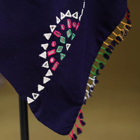 Blue - kutch handwoven mirror work acrylic wool shawl 130