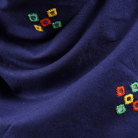 Blue - kutch handwoven mirror work acrylic wool shawl 131