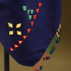 Blue - kutch handwoven mirror work acrylic wool shawl 131