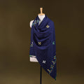 Blue - kutch handwoven mirror work acrylic wool shawl 132