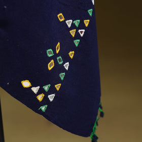 Blue - kutch handwoven mirror work acrylic wool shawl 132