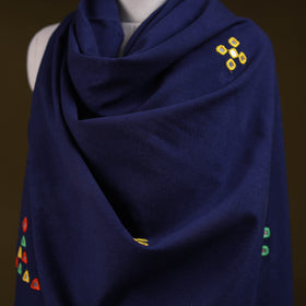 Blue - kutch handwoven mirror work acrylic wool shawl 133