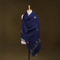 Blue - kutch handwoven mirror work acrylic wool shawl 133